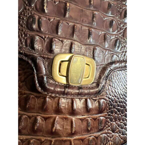 Brahmin Brown Croc-Embossed Leather Organizer Crossbody Bag - Picture 8 of 16